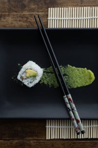 Sushi and wasabi.